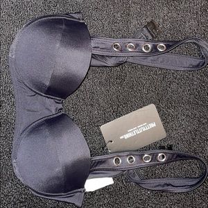 BRAND NEW. Black eyelet cupped Bikini top